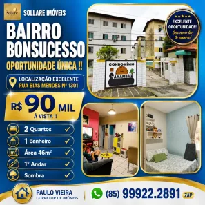 Apartamento com 2 Quartos à venda, 46m² no Bonsucesso, Fortaleza