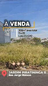 Lote/Terreno à venda, 308m² no Jardim Piratininga II, Franca