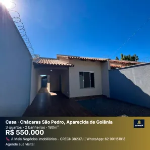 Casa com 3 Quartos à venda, 108m² no Chácaras São Pedro, Aparecida de Goiânia