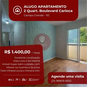 Apartamento com 2 Quartos para alugar, 50m² no Campo Grande, Rio de Janeiro