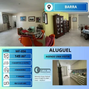 Apartamento com 3 Quartos para alugar, 149m² no Barra, Salvador