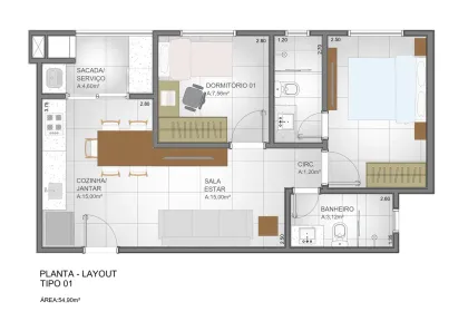 Apartamento com 3 Quartos à venda, 66m² no Centro, Pinhais
