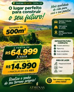 Lote/Terreno à venda, 500m² no Recreio Topázio (Caucaia do Alto), Cotia