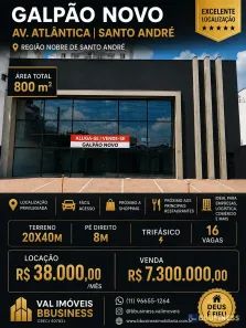 Galpão/Depósito/Armazém para venda ou aluguel, 800m² no Vila Valparaíso, Santo André