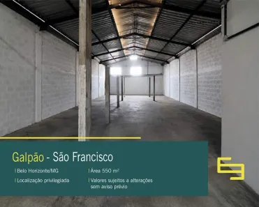 Galpão/Depósito/Armazém para alugar, 550m² no São Francisco, Belo Horizonte
