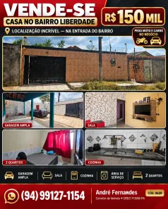 Casa com 2 Quartos à venda, 160m² no Liberdade, Parauapebas