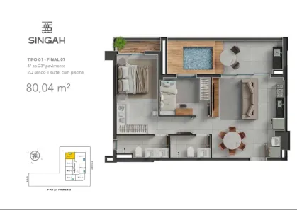 Apartamento com 2 Quartos à venda, 80m² no Jardim Goiás, Goiânia