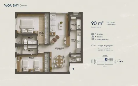 Apartamento com 2 Quartos à venda, 90m² no Campinas, São José