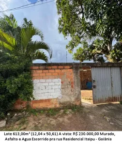 Lote/Terreno à venda, 613m² no Residencial Itaipu, Goiânia