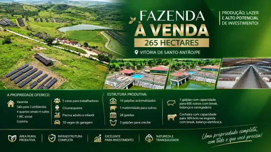 Fazenda/Sítio com 4 Quartos à venda, 2650000m² no Jardim São Pedro, Vitória de Santo Antão
