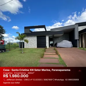 Casa com 4 Quartos à venda, 216m² no Terras de Santa Cristina XIII Setor Marina, Paranapanema