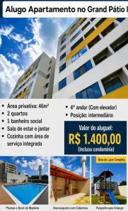 Apartamento com 2 Quartos para alugar, 48m² no Cidade Universitária, Maceió