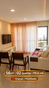 Apartamento com 2 Quartos para alugar, 56m² no Graças, Recife