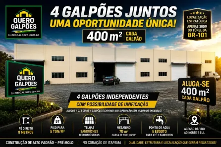 Galpão/Depósito/Armazém para alugar, 400m² no , Itapema