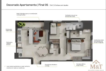 Apartamento com 2 Quartos à venda, 73m² no Setor Marista, Goiânia