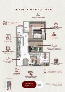 Apartamento com 2 Quartos à venda, 57m² no Centro, Cascavel
