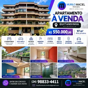 Apartamento com 2 Quartos à venda, 95m² no Quitandinha, Petrópolis