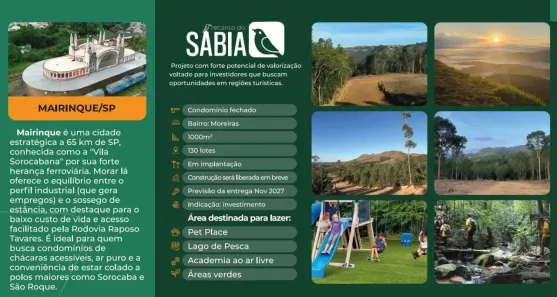 Lote/Terreno à venda, 1000m² no Estacao de Moreiras, Mairinque