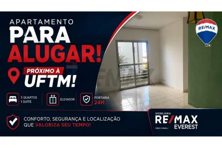Apartamento com 3 Quartos para alugar, 87m² no Centro, Uberaba