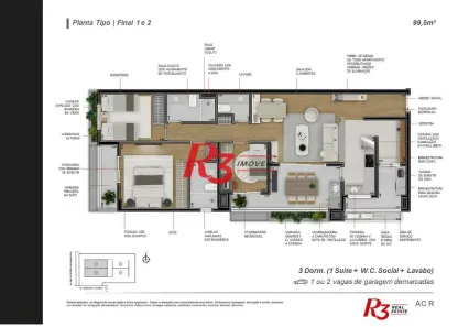 Apartamento com 3 Quartos à venda, 100m² no Boqueirão, Santos