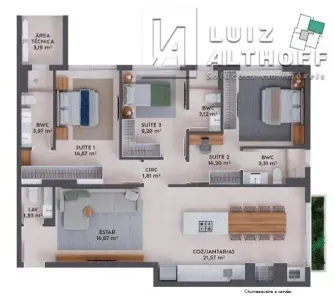 Apartamento com 3 Quartos à venda, 108m² no Pedra Branca, Palhoça