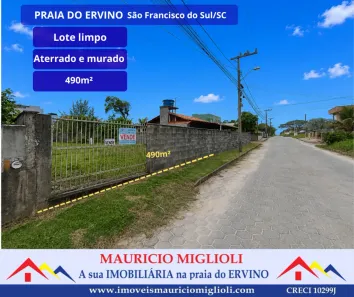 Lote/Terreno à venda, 490m² no Praia do Ervino, São Francisco do Sul