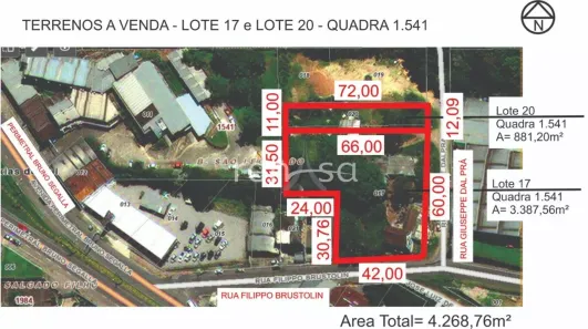 Lote/Terreno à venda, 4200m² no Panazzolo, Caxias do Sul
