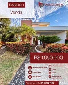 Casa de Condomínio com 3 Quartos à venda, 270m² no Residencial Gaivota I, São José do Rio Preto