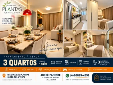 Apartamento com 3 Quartos à venda, 72m² no Horto Bela Vista, Salvador