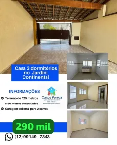 Casa com 3 Quartos à venda, 80m² no Jardim Continental II, Taubaté