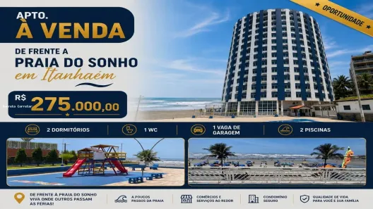 Apartamento com 2 Quartos à venda, 45m² no Praia dos Sonhos, Itanhaém