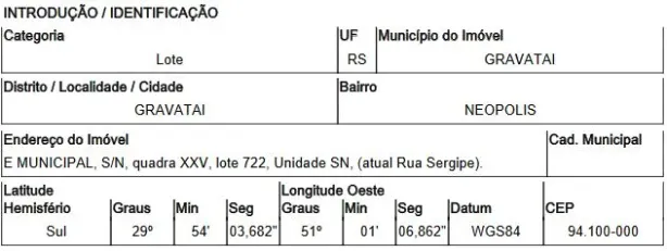 Lote/Terreno à venda, 550m² no Neópolis, Gravataí