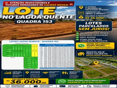 Lote/Terreno à venda, 180m² no Setor Lagoa Quente, Caldas Novas