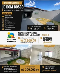 Casa com 2 Quartos à venda, 94m² no Jardim Dom Bosco 2ª Etapa, Aparecida de Goiânia