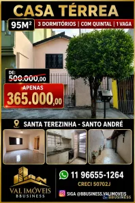 Casa com 3 Quartos à venda, 95m² no Jardim Utinga, Santo André
