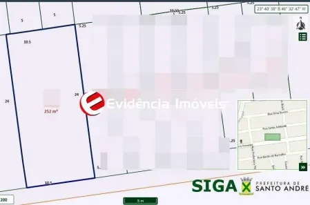Lote/Terreno à venda, 252m² no Vila Scarpelli, Santo André