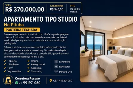 Apartamento com 1 Quarto à venda, 18m² no Pituba, Salvador