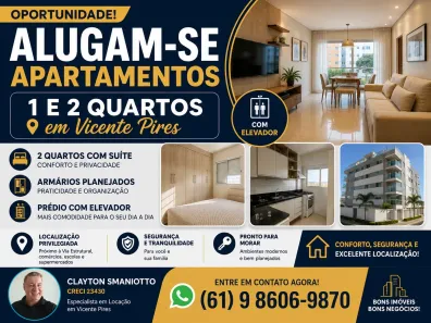 Apartamento com 2 Quartos para alugar, 60m² no Setor Habitacional Vicente Pires, Brasília
