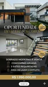 Casa de Condomínio com 3 Quartos à venda, 256m² no Loteamento Floresta, São José dos Campos