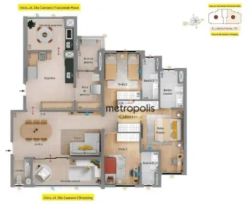 Apartamento com 3 Quartos à venda, 132m² no Jardim São Caetano, São Caetano do Sul