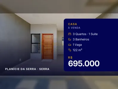Casa com 3 Quartos à venda, 122m² no Planície da Serra, Serra