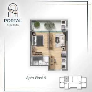 Apartamento com 1 Quarto à venda, 38m² no Centro, São Vicente