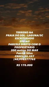 Lote/Terreno à venda, 390m² no Laguna, Laguna