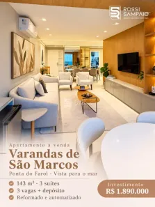 Apartamento com 3 Quartos à venda, 143m² no Ponta do Farol, São Luís