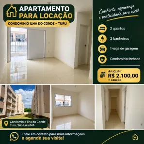 Apartamento com 2 Quartos para alugar, 44m² no Turu, São Luís