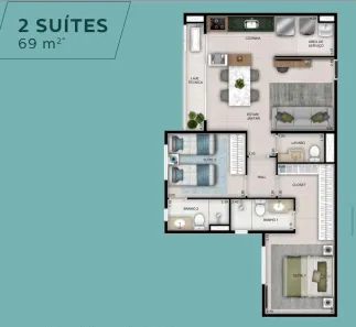 Apartamento com 2 Quartos à venda, 69m² no Setor Bueno, Goiânia