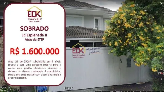 Sobrado com 4 Quartos à venda, 250m² no Jardim Esplanada, São José dos Campos