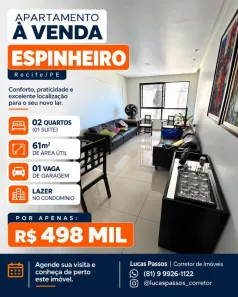 Apartamento com 2 Quartos à venda, 61m² no Várzea, Recife