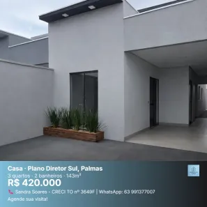 Casa com 3 Quartos à venda, 92m² no Plano Diretor Sul, Palmas