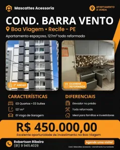 Apartamento com 3 Quartos à venda, 127m² no Boa Viagem, Recife